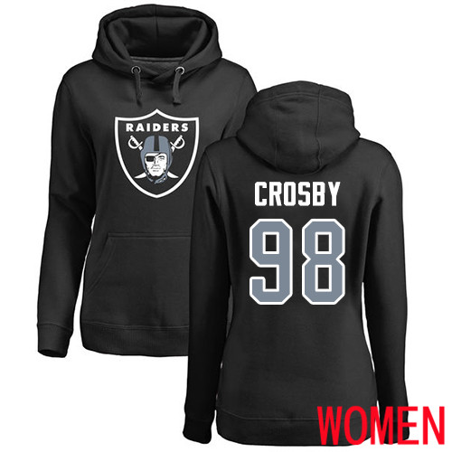 Oakland Raiders Black Women Maxx Crosby Name and Number Logo NFL Football #98 Pullover Hoodie Sweatshirts->women nfl jersey->Women Jersey